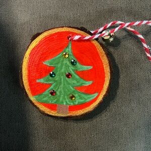 Handcrafted Christmas Tree Ornament - Red and Green